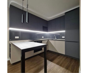 Мебель корпусная для кухни № 1190 крашеные МДФ фасады с интегрированной ручкой 