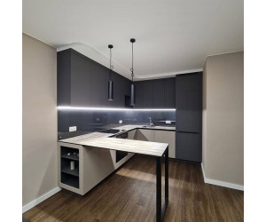 Мебель корпусная для кухни № 1190 крашеные МДФ фасады с интегрированной ручкой 