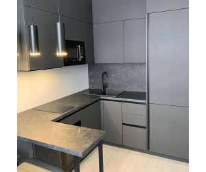 Cabinet furniture for kitchen No. 1192 painted MDF facades with integrated handle 