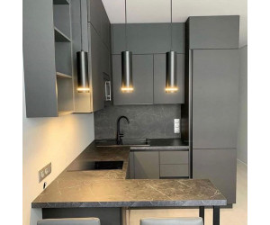 Cabinet furniture for kitchen No. 1192 painted MDF facades with integrated handle 