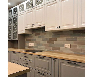 Cabinet furniture for kitchen No. 1194 painted MDF facades with milling and spros 