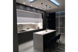  Меблі корпусна для кухні № 1121 крашені МДФ фасади білі та сері матові