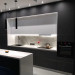 Cabinet furniture for kitchen № 1121 painted MDF facades white and gray matte 