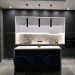 Cabinet furniture for kitchen № 1121 painted MDF facades white and gray matte 