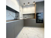 Cabinet furniture for kitchen No. 1122 painted MDF facades Antratsit Gray and matt white with Soft Touch effect 