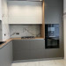 Cabinet furniture for kitchen No. 1122 painted MDF facades Antratsit Gray and matt white with Soft Touch effect 