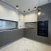 Cabinet furniture for kitchen No. 1122 painted MDF facades Antratsit Gray and matt white with Soft Touch effect 