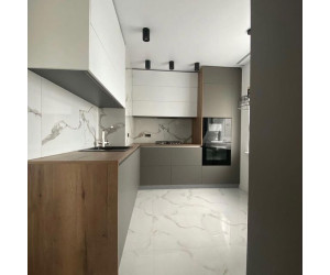 Мебель корпусная для кухни № 1122 крашеные МДФ фасады Antratsit Grey и белый матовый с эффектом Soft Touch