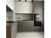 Cabinet furniture for kitchen No. 1122 painted MDF facades Antratsit Gray and matt white with Soft Touch effect 