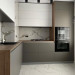 Cabinet furniture for kitchen No. 1122 painted MDF facades Antratsit Gray and matt white with Soft Touch effect 