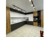 Меблі корпусні для кухні № 1124 фарбовані МДФ фасади сірі білі матові + шпон 