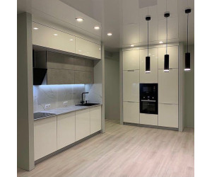 Мебель корпусная для кухни № 1444 крашеные МДФ фасады с  эффектом Super глянец 