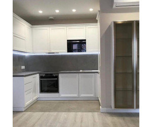 Cabinet furniture for kitchen № 2112 painted MDF facades with milling Screen