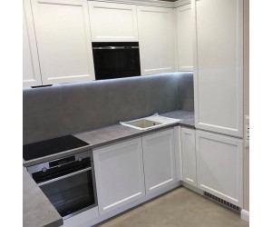 Cabinet furniture for kitchen № 2112 painted MDF facades with milling Screen