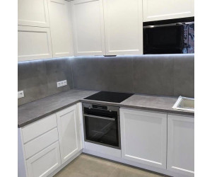 Cabinet furniture for kitchen № 2112 painted MDF facades with milling Screen