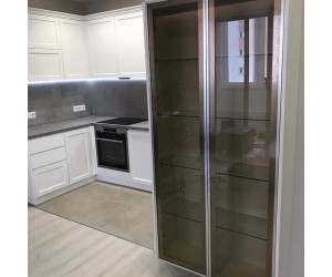 Cabinet furniture for kitchen № 2112 painted MDF facades with milling Screen