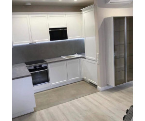 Cabinet furniture for kitchen № 2112 painted MDF facades with milling Screen