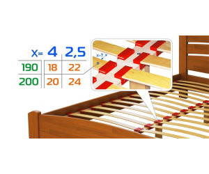 Wooden bed made of solid beech Natali