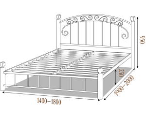 Кровать из металла Afin  арт 130420 на деревянных ножках 