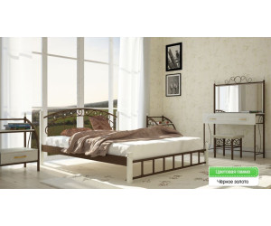 Кровать из металла Afin  арт 130420 на деревянных ножках 