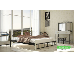 Кровать из металла Afin  арт 130420 на деревянных ножках 