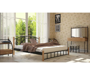 Кровать из металла Afin  арт 130420 на деревянных ножках 