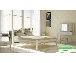 Кровать из металла Angell - B арт 120420 на деревянных ножках 