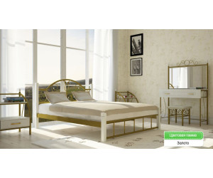 Кровать из металла Angell - B арт 120420 на деревянных ножках 