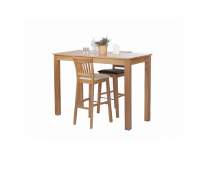 Стіл Барний з ясеня лак та стільці Барні м'яке сидіння біле та чорне