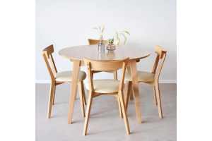 Table Casanova 110/160 ash rustic and chairs West 4 pcs ash lacquered