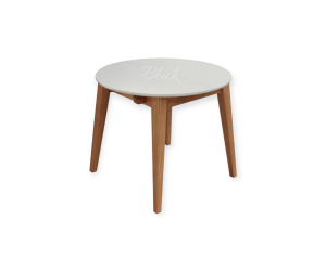 Стіл RоundNew 90/130 розкладний ясен лак & white top