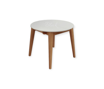 Стіл RоundNew 90/130 розкладний ясен лак & white top