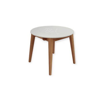 Стіл RоundNew 90/130 розкладний ясен лак & white top