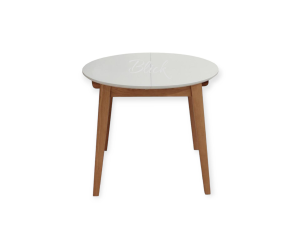 Стіл RоundNew 90/130 розкладний ясен лак & white top