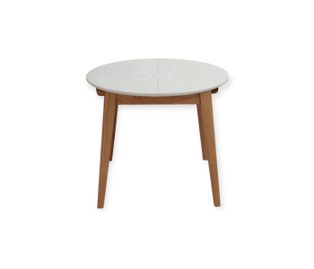 Стіл RоundNew 90/130 розкладний ясен лак & white top