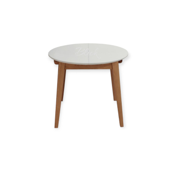 Стіл RоundNew 90/130 розкладний ясен лак & white top