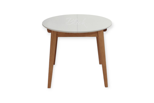 Стіл RоundNew 90/130 розкладний ясен лак & white top