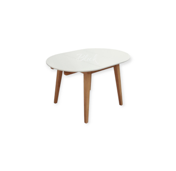 Стіл RоundNew 90/130 розкладний ясен лак & white top