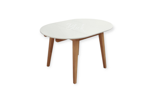 Стіл RоundNew 90/130 розкладний ясен лак & white top