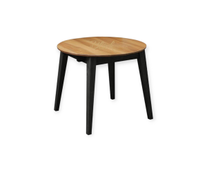 RoundNew 90/130 extendable table ash rustic top & black legs