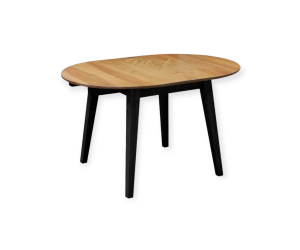 RoundNew 90/130 extendable table ash rustic top & black legs
