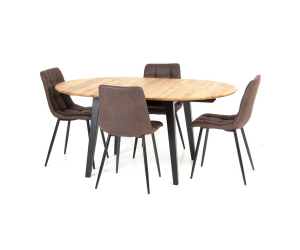 RoundNew 90/130 extendable table ash rustic top & black legs