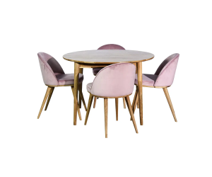 Комплект Стіл Adam ясен лак D110/190 стільці Mars 4 шт. ясен лак & almeri pink