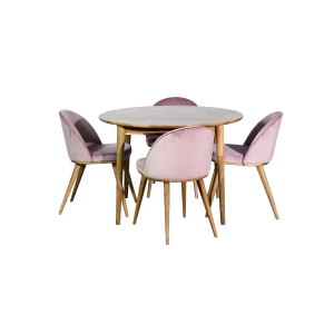 Set Table Adam ash lacquer D110/190 chairs Mars 4 pcs. ash lacquer & almeri pink