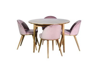 Комплект Стіл Adam ясен лак D110/190 стільці Mars 4 шт. ясен лак & almeri pink
