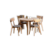 Table Casanova 110/160 ash lacquer and Dalas chairs 4 pcs. ash soft gray, dining, kitchen, folding, table and chairs