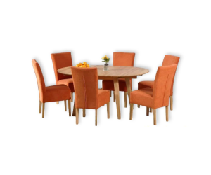 Стіл Casanova 1100/1600 ясен лак та стільці Main 6 шт. ясен soft orang