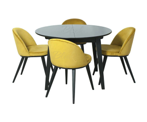 Стіл RoundNew 110/160 ясен black та стільці Марс 4 шт ясен back & jasmin 41