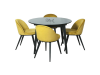 Стол Casanova 110/160  ясень black и стулья Марс 4 шт. ясень back & jasmin 41, обеденный, кухонный, раскладной, стол и стулья