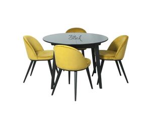 Стіл RoundNew 110/160 ясен black та стільці Марс 4 шт ясен back & jasmin 41